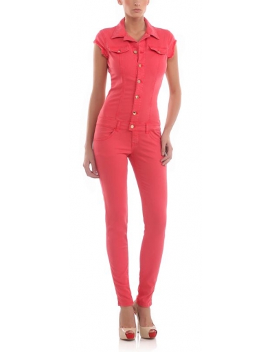 Belleza B071 T639 058 - Met Jeans - Jumpsuits - Rood