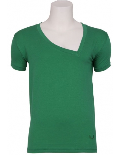 Larione - T-shirt S/S Asy V-neck GR - Zumo - T-shirts - Groen