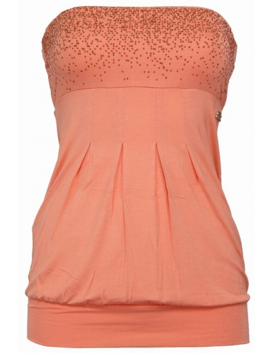 Ersh J284 A500 080 Strapless - Met Jeans - T-shirts & Tanktops - Oranje