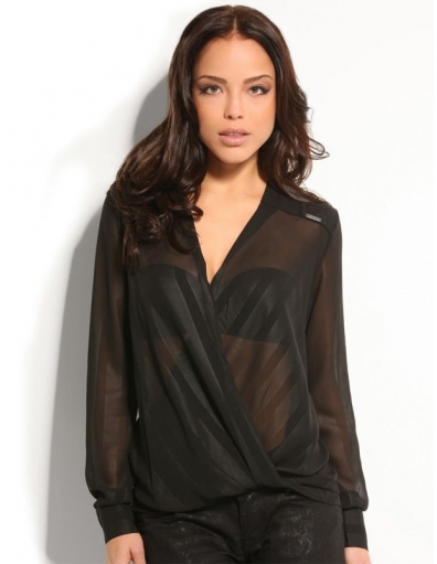 LS MALOU TOP - Guess - Blouses - Zwart