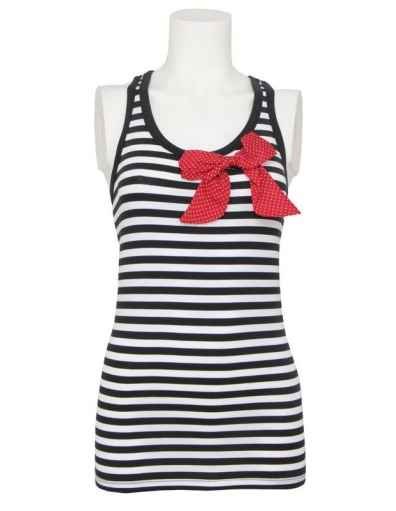 Tanktop Amy Gee - Nero - White / Navy